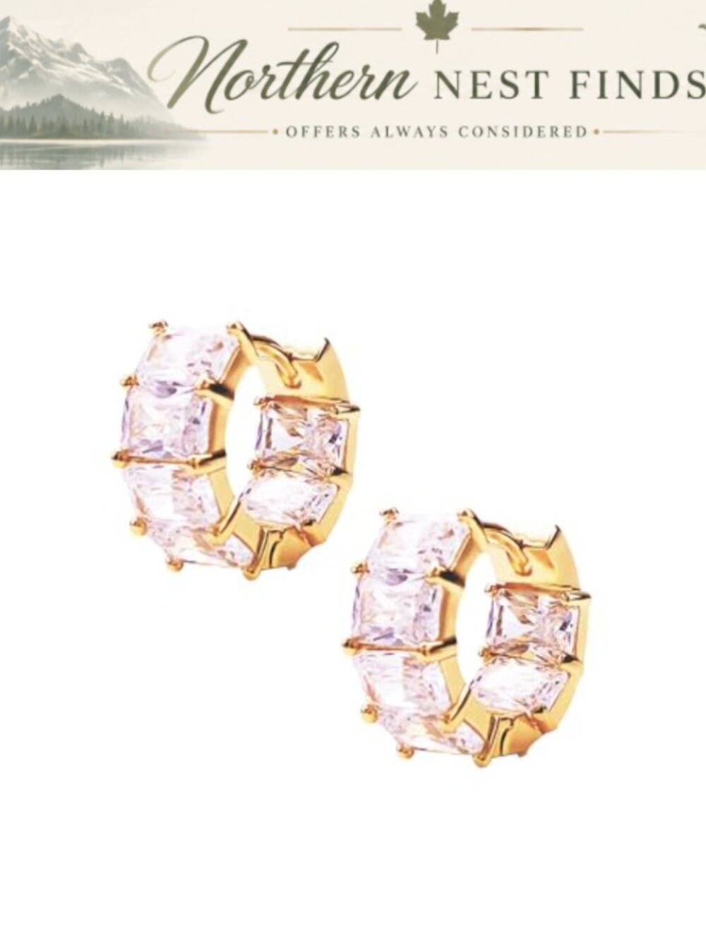 Chunky Gold Statement Earrings for Women Diamond-Encrusted Cuff